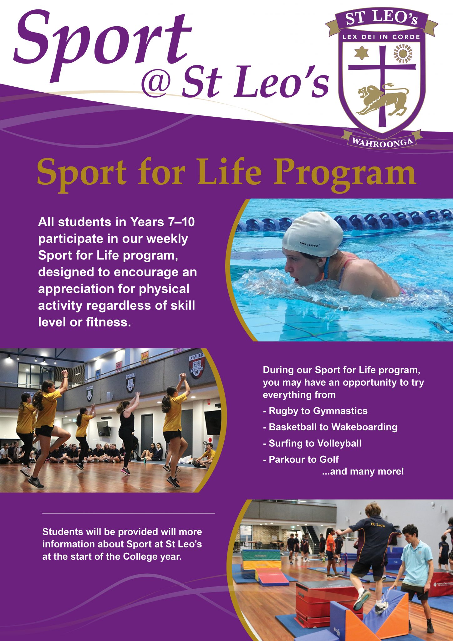 Discover St Leo’s Sport for Life St Leo's Catholic College